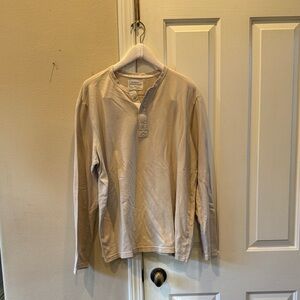 REI Men's Cream Long Sleeve Henley Shirt